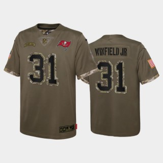 Tampa Bay Buccaneers Antoine Winfield Jr. Olive 2022 Salute To Service Youth Limited Jersey
