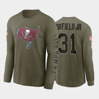 Antoine Winfield Jr. Buccaneers NO. 31 Olive 2022 Salute To Service Long Sleeve T-Shirt