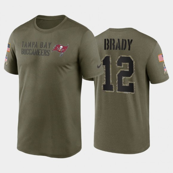 Tom Brady #12 Buccaneers Olive 2022 Salute To Service Legend T-Shirt