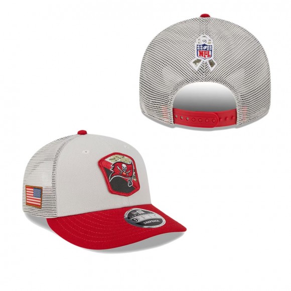 2023 Salute To Service Veterans Buccaneers Stone Scarlet Low Profile Snapback Hat