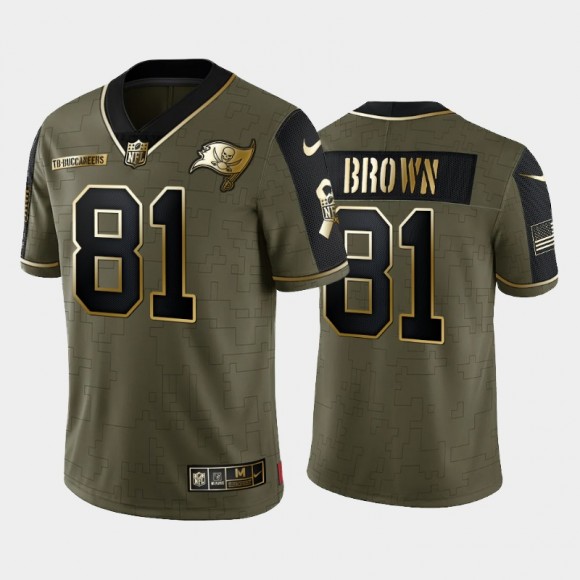 Buccaneers Antonio Brown 2021 Salute To Service Golden Limited Jersey - Olive