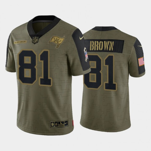 Antonio Brown Tampa Bay Buccaneers 2021 Salute To Service Limited Jersey - Olive