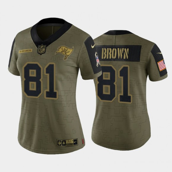 Women's Antonio Brown Buccaneers Olive 2021 Salute To Service Limited Jersey