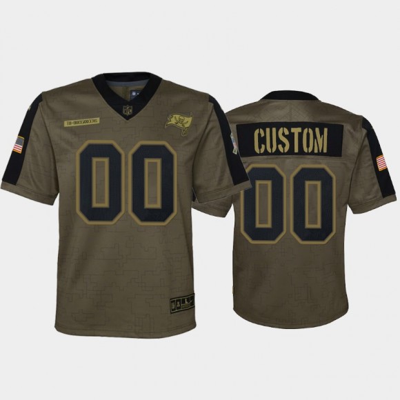 Youth Custom Tampa Bay Buccaneers Olive 2021 Salute To Service Game Jersey