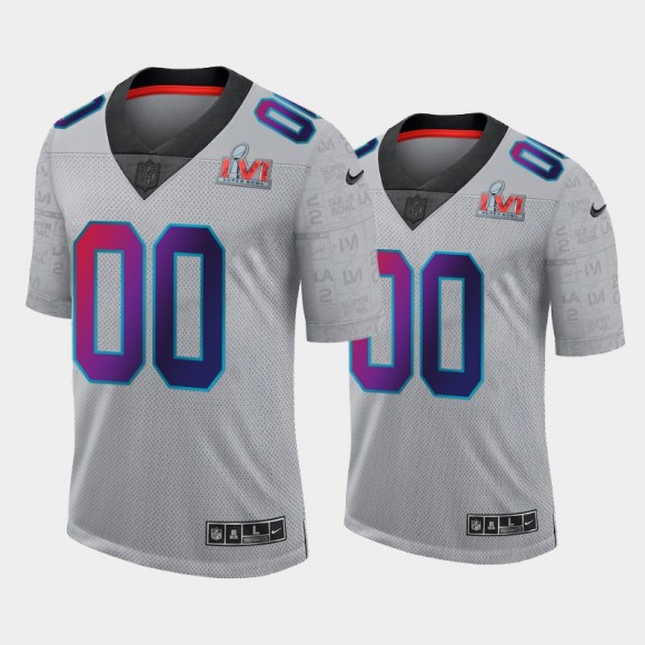 Custom Buccaneers Super Bowl LVI Gray Limited Jersey