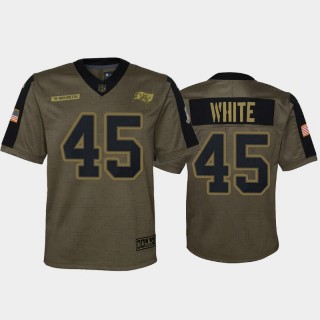 Youth Devin White Tampa Bay Buccaneers Olive 2021 Salute To Service Game Jersey