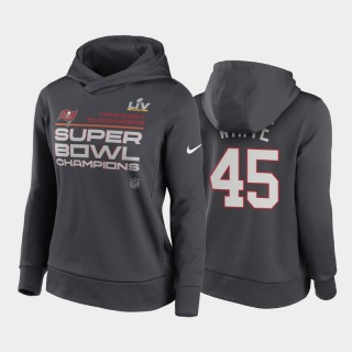 Women's Buccaneers Devin White Anthracite Super Bowl LV Champions Trophy Hoodie