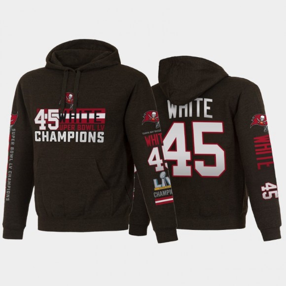Buccaneers Devin White Super Bowl LV Champions Name Number Pullover Hoodie - Charcoal