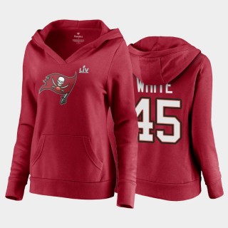 Women's Buccaneers Devin White Red Super Bowl LV Champions Name Number Hoodie