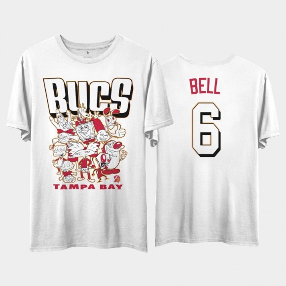 Tampa Bay Buccaneers Le'Veon Bell White NFL x Nickelodeon Cartoon Graphic T-Shirt