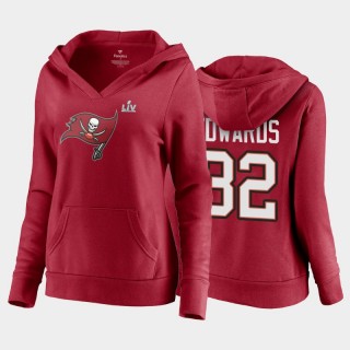 Women's Buccaneers Mike Edwards Red Super Bowl LV Champions Name Number Hoodie