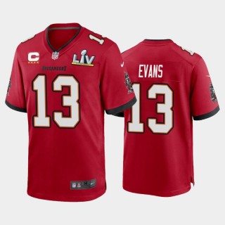 Tampa Bay Buccaneers Mike Evans Red Super Bowl LV Captain Patch Game Jersey