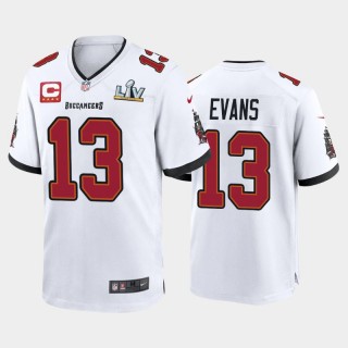 Tampa Bay Buccaneers Mike Evans White Super Bowl LV Captain Patch Game Jersey