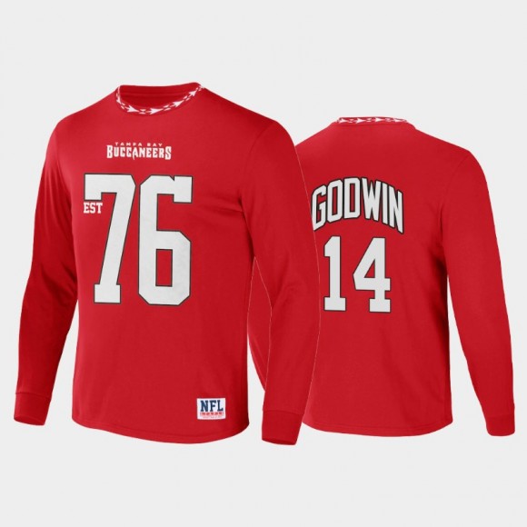Men's Buccaneers #14 Chris Godwin Red Name Number Core Team T-Shirt