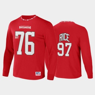 Men's Buccaneers #97 Simeon Rice Red Name Number Core Team T-Shirt