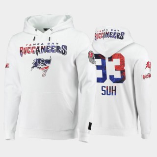 Ndamukong Suh #93 Buccaneers White 2021 Independence Day Americana Pullover Hoodie
