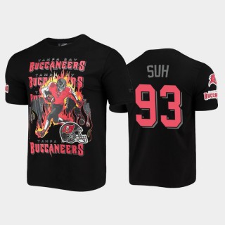 Tampa Bay Buccaneers Ndamukong Suh Black Team Logo Skeleton T-Shirt