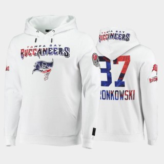 Rob Gronkowski #87 Buccaneers White 2021 Independence Day Americana Pullover Hoodie