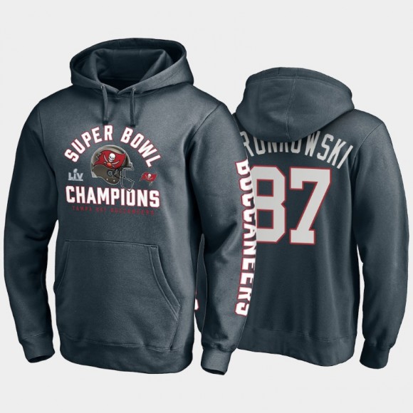 Buccaneers Rob Gronkowski Super Bowl LV Champions Lateral Pass Pullover Hoodie - Charcoal