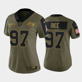 Women's Simeon Rice Buccaneers Olive 2021 Salute To Service Retired Player Limited Jersey