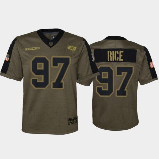 Youth Simeon Rice Tampa Bay Buccaneers Olive 2021 Salute To Service Retired Player Game Jersey
