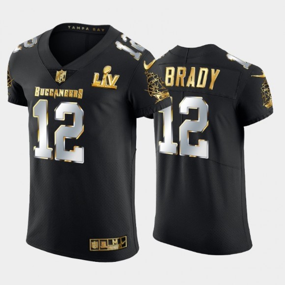 Buccaneers Tom Brady Black Super Bowl LV Golden Edition Elite Jersey