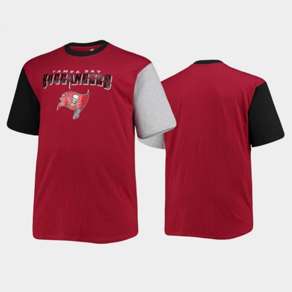 Tampa Bay Buccaneers Red Black Team Logo Colorblocked T-Shirt