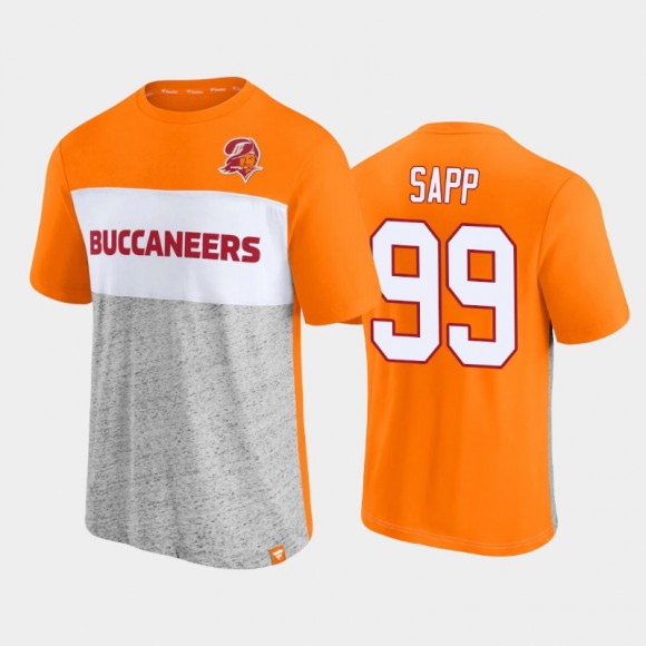 Buccaneers Warren Sapp Orange Gray Throwback Colorblock Retired Player T-Shirt