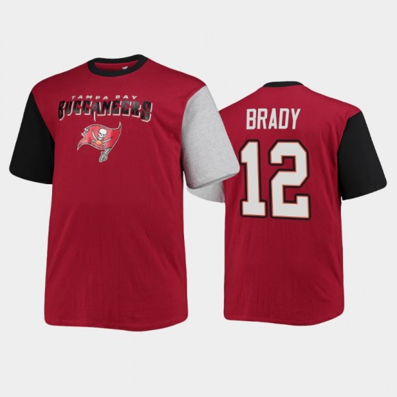 Tampa Bay Buccaneers Tom Brady Red Black Team Logo Colorblocked T-Shirt