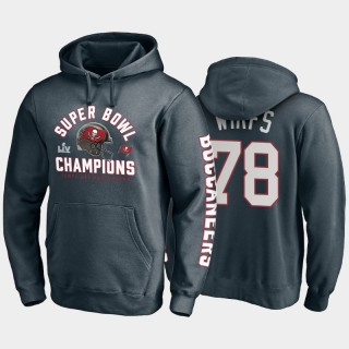 Buccaneers Tristan Wirfs Super Bowl LV Champions Lateral Pass Pullover Hoodie - Charcoal