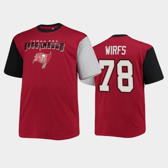 Tampa Bay Buccaneers Tristan Wirfs Red Black Team Logo Colorblocked T-Shirt