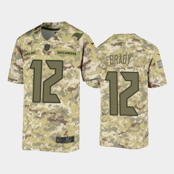Youth Buccaneers Tom Brady Green Salute to Service Game Jersey