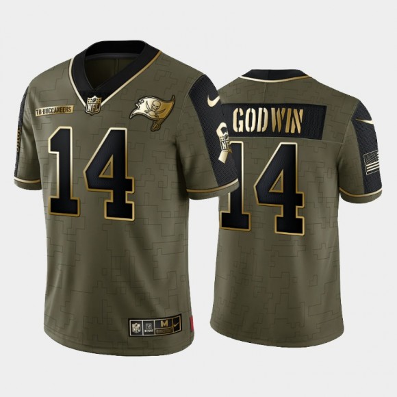 Buccaneers Chris Godwin 2021 Salute To Service Golden Limited Jersey - Olive