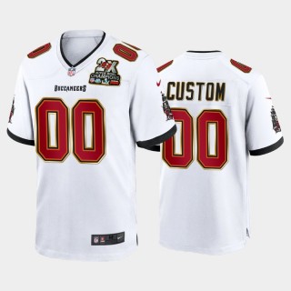 Buccaneers #00 Custom 2X Super Bowl Champions Patch Game Jersey - White