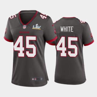 Women's Buccaneers Devin White Pewter Super Bowl LV Game Jersey