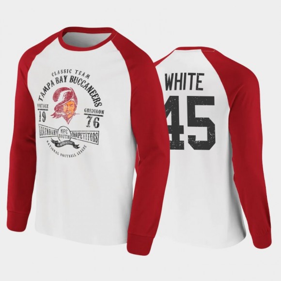 Tampa Bay Buccaneers Devin White Vintage Raglan Long Sleeve T-Shirt - White Red