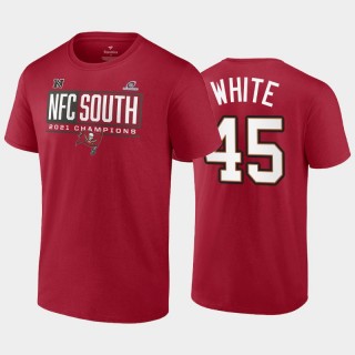 Devin White #45 Buccaneers Red 2021 NFC South Division Champions T-Shirt