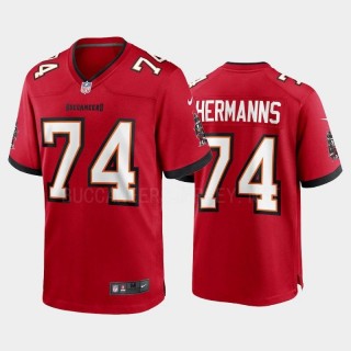 Men's Buccaneers #74 Grant Hermanns Game Jersey - Red
