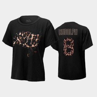 Women's Kyle Rudolph Tampa Bay Buccaneers Leopard Name Number Tri-Blend T-Shirt - Black