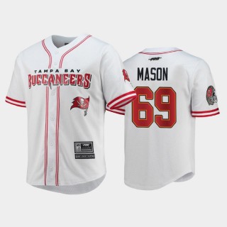 Tampa Bay Buccaneers Shaq Mason Team Logo White Mesh Button-Up T-Shirt