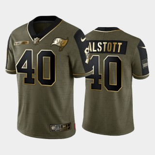 Buccaneers Mike Alstott 2021 Salute To Service Retired Player Golden Limited Jersey - Olive