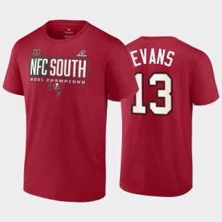 Mike Evans #13 Buccaneers Red 2021 NFC South Division Champions T-Shirt