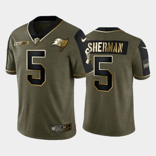 Buccaneers Richard Sherman 2021 Salute To Service Golden Limited Jersey - Olive
