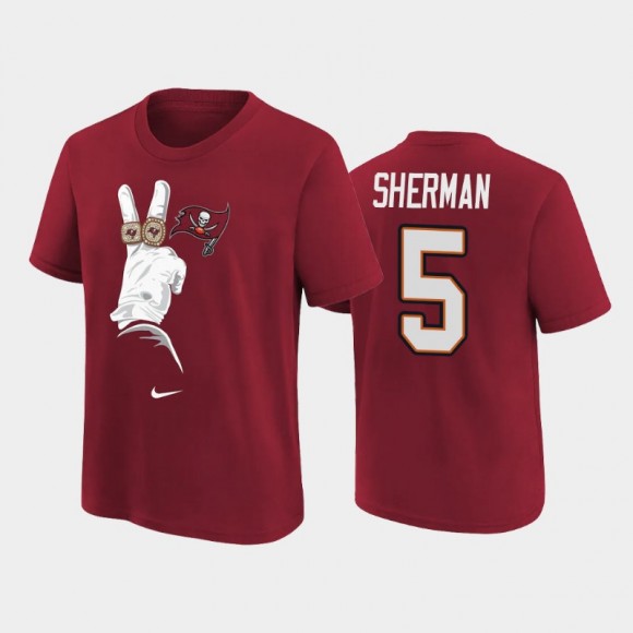 Youth Richard Sherman Buccaneers Red Hometown Team Logo T-Shirt