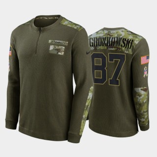 Rob Gronkowski Buccaneers Olive 2021 Salute To Service Henley Thermal T-Shirt