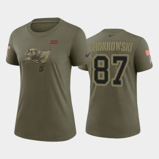 Women's Buccaneers Rob Gronkowski 2021 Salute To Service Olive T-Shirt