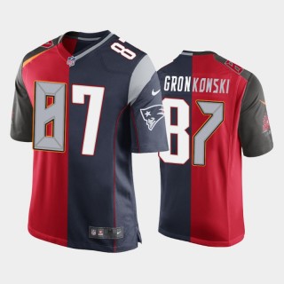 Buccaneers #87 Rob Gronkowski Split Two Tone Game Jersey - Red Navy