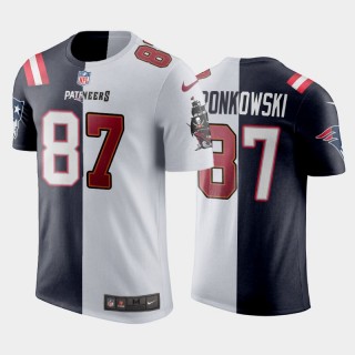 Tampa Bay Buccaneers Patriots Rob Gronkowski Split Name Number T-Shirt - Navy White
