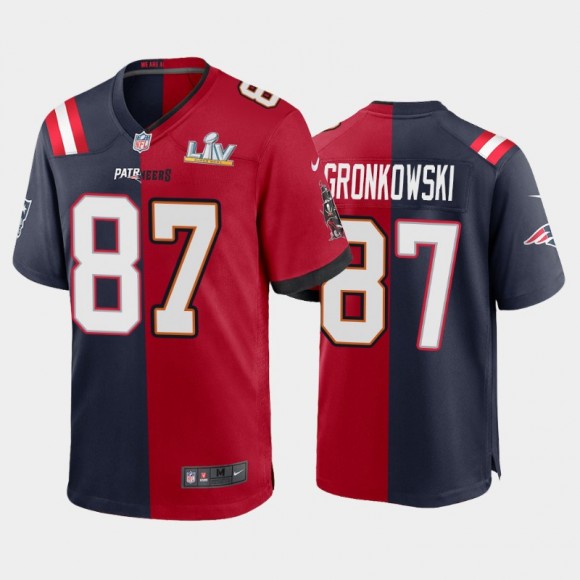Buccaneers Rob Gronkowski Super Bowl LV Champions Split Game Jersey - Red Navy