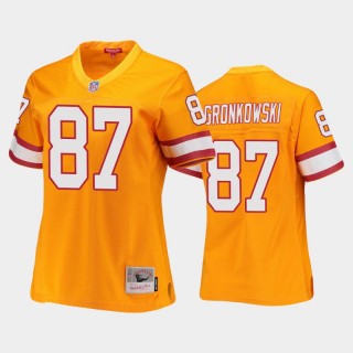 Women's Buccaneers #87 Rob Gronkowski Orange Legacy Replica Throwback Jersey